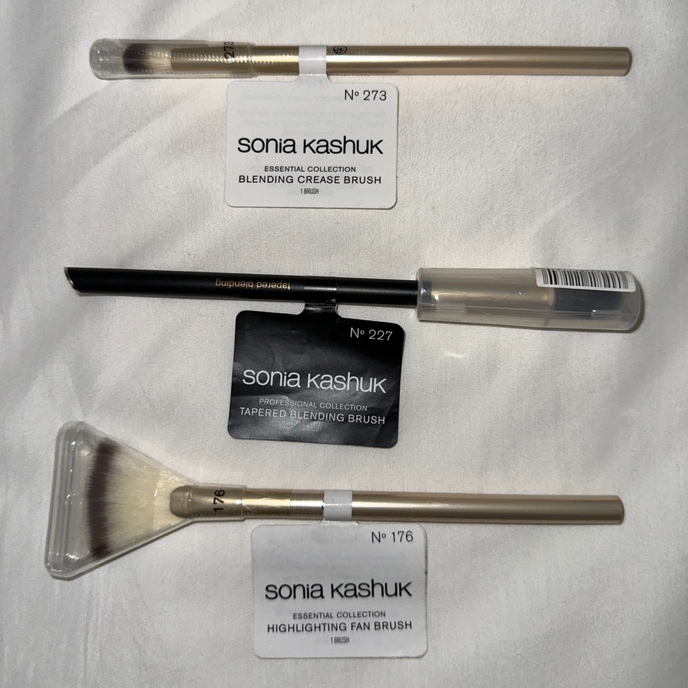 ✨ New Set of 3 Sonia Kashuk Makeup Brushes Crease 273, Tapered 227, Fan 176 ✨ - Picture 13 of 14